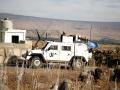 Un vehículo LMV Lince de UNIFIL con la bandera de la ONU patrulla la Blue Line en el sur del Líbano