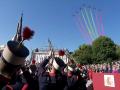 El paso de la Patrulla Águila por el cielo de Madrid en el desfile del 12 de octubre
