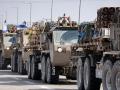 Un convoy de camiones del Ejército israelí, en la ciudad sureña de Sderot
