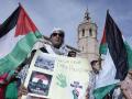 Un asistente a la manifestación a favor de Palestina celebrada en Valencia