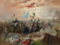 Escena de la batalla de Alcazarquivir, pintura romántica, c. XIX