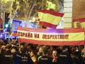 Manifestación contra la amnistía celebrada este lunes frente a la sede del PSOE en la calle Ferraz, en Madrid