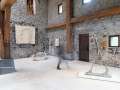 Vista de la exposición Universo Maeght en Chillida Leku con la obra Homme qui marche II de Alberto Giacometti