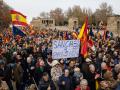 Ambiente durante un acto del PP contra la amnistía, en el Templo de Debod