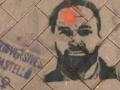 Pintada contra el líder de Vox, Santiago Abascal, con una diana sobre la frente