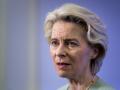 La presidenta de la Comisión Europea, Ursula von der Leyen, durante la rueda de prensa este martes en Davos