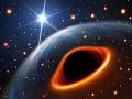 Ilustración del sistema binario suponiendo que el objeto compacto descubierto sea un agujero negro, junto al púlsar de radio PSR J0514-4002