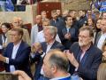 Feijóo, Rueda y Rajoy entrando en la plaza de toros de Pontevedra