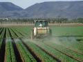 Un agricultor fumiga sus tierras