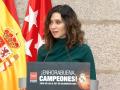 La presidenta de la Comunidad de Madrid, Isabel Díaz Ayuso, en la rueda de prensa