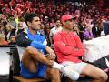 Carlos Alcaraz y Rafa Nadal tras la exhibición de Netflix