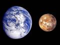 La Tierra y Marte, con sus respectivos tamaños