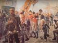 Corsarios franceses con botín y prisioneros británicos en 1806, representados en una pintura posterior de Maurice Orange