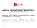 Cabecera del comunicado de la ACdP sobre la resolución de la Eurocámara sobre el aborto