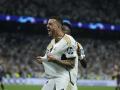 MADRID, 08/05/2024.- El delantero del Real Madrid, Joselu, celebra el primer gol del equipo madridista durante el encuentro correspondiente a la vuelta de las semifinales de la Liga de Campeones que disputan hoy miércoles Real Madrid y Bayern de Munich en el estadio Santiago Bernabéu, en Madrid. EFE / Juanjo Martín.