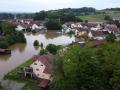 Vista aérea de las inundaciones en Strakertshofen, Alemania