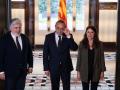 El presidente de Junts en el Parlament, Albert Batet (i), y la candidata de Junts por Tarragona, Mònica Sales (d), durante su reunión con el presidente del Parlament, Josep Rull (c),19 JUNIO 2024;PARLAMENT;REUNIÓN;CONSULTAS;CANDIDATO;PRESIDENCIA;GENERALITAT;PARTIDOS
David Zorrakino / Europa Press
19/6/2024