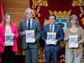 El alcalde de Madrid, José Luis Martínez-Almeida, junto a los representantes de UGT Madrid, CCOO Madrid y CEIM en la presentación de la Estrategia de Empleo de la ciudad de Madrid 2024-2027