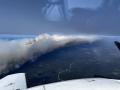 Vista aérea de un incendio forestal fuera de control cerca de la ciudad nororiental de Wabush en Canadá