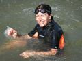 Mayor of Paris Anne Hidalgo swimming in the River Seine in Paris on July 17, 2024.