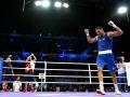 Enmanuel Reyes celebra el haber conseguido la medalla de bronce en boxeo