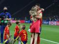 Soccerplayer Alvaro Morata and Alice Campello celebrate victory after the UEFA EURO 2024 final match between Spain and England at Olympiastadion on July 14, 2024 in Berlin, Germany.