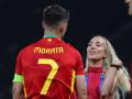 Soccerplayer Alvaro Morata andAlice Campello celebrate victory after the UEFA EURO 2024 final match between Spain and England at Olympiastadion on July 14, 2024 in Berlin, Germany.