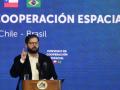 El presidente de Chile, Gabriel Boric, durante el Acuerdo de Cooperación Espacial con Brasil