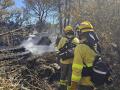 Bomberos forestales trabajan en el remate y liquidación del incendio en la Sierra de Andújar