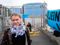 Greta Thunberg junto a otros activistas durante el bloqueo