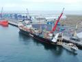 El buque Lorelay, atracado en el puerto exterior de La Coruña