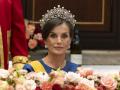 Spanish Queen Letizia attending official dinner ceremony for Spanish King on the ocassion of their official visit to Netherland in Amsterdam on Wednesday, 17 April 2024.