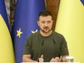 Volodimir Zelenski, presidente de Ucrania durante una rueda de prensa en Kiev