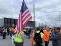 Estibadores protestan en una terminal de Nueva Jersey