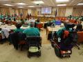 Enfermos de ELA y acompañantes presencian desde una sala contigua el pleno del Congreso de los Diputados que debate la ley ELA este jueves