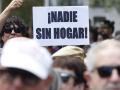 Carteles en la protesta contra la subida de los alquileres, este domingo en Madrid