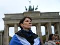 La activista rus Natalia Ivanova en una manifestación en Berlín