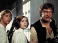 Harrison Ford, Carrie Fisher y Mark Hamil en La guerra de las galaxias (1977)