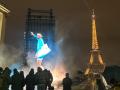 Imagen de la silueta de Rafa Nadal proyectada en la Plaza del Trocadero de París