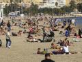 Vista de la playa de El Postiguet de Alicante este viernes