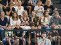 Infanta Cristina de Borbón and Johanna Zott with Miguel de Borbon and Olimpia Veracasa during the EHF match in Granollers. September 6 2024