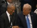 Donald Trump y Barack Obama conversan durante el funeral de Jimmy Carter