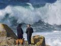 Personas este sábado en la costa de Muxía, La Coruña