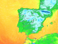 Mapa de temperaturas mínimas para el domingo
