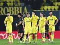 Los jugadores del Villarreal tras el partido de la jornada 24 de LaLiga ante el Valencia