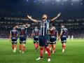 Sergio Ramos celebra su primer gol con la camiseta de Rayados de Monterrey
