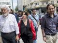 Pablo Iglesias con  Xosé Manuel Beiras y Yolanda Diaz  en julio de  2015