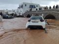 Vista de las inundaciones en la isla griega de Paros