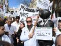 Vista de la manifestación convocada por la Confederación Española de Sindicatos Médicos