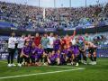 Los jugadores del Córdoba celebran la victoria en La Rosaleda